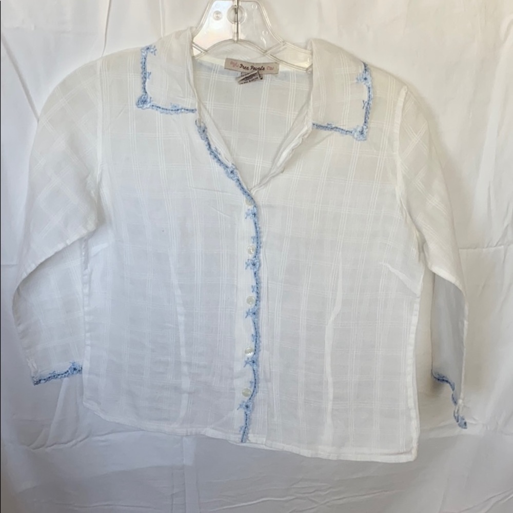 Free People Small sheer embroidered blouse